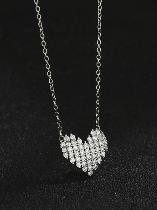 YOUH Brass Cubic Zirconia Heart Minimalist Necklace 2