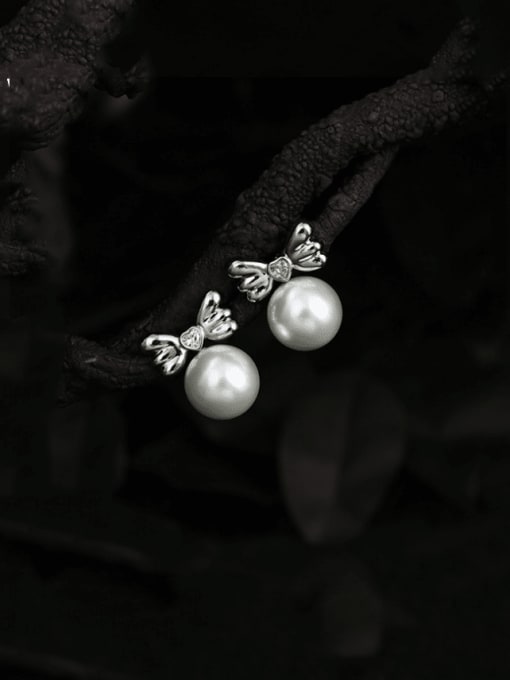 TINGS Brass Imitation Pearl Wing Trend Stud Earring 0