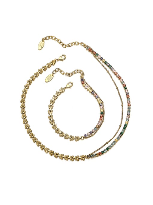 ACCA Brass Cubic Zirconia Trend Wheatear Bracelet and Necklace Set 0