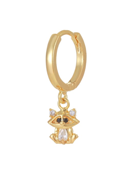 EK00228 Gold Brass Cubic Zirconia Animal Cute Single Earring( Single-Only One)