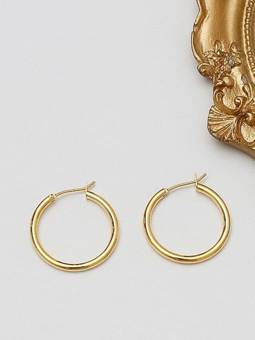 18K  gold 2.5 Brass Geometric Minimalist Hoop Trend Korean Fashion Earring