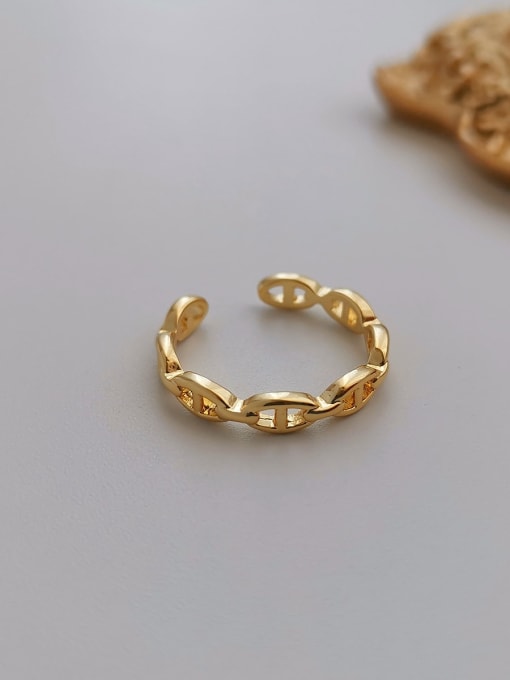 14K-gold Copper Geometric Minimalist Band Fashion Ring
