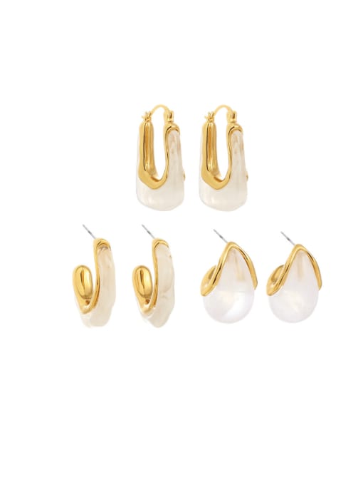 Five Color Brass Resin Geometric Minimalist Huggie Earring 0