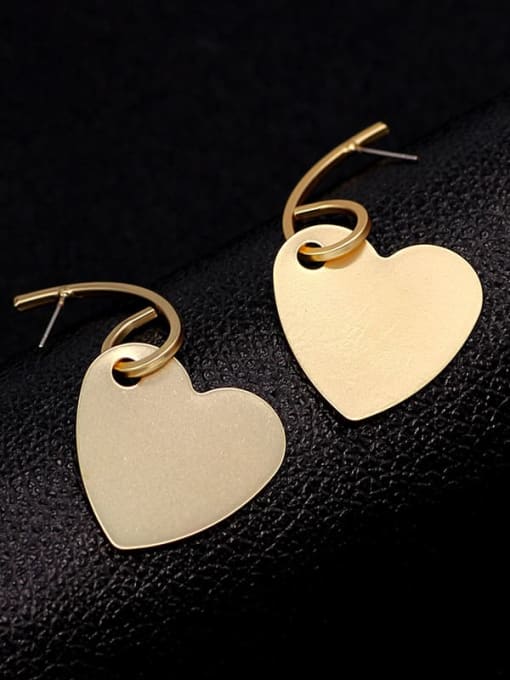 HYACINTH Copper Smooth Heart Minimalist Drop Trend Korean Fashion Earring 0