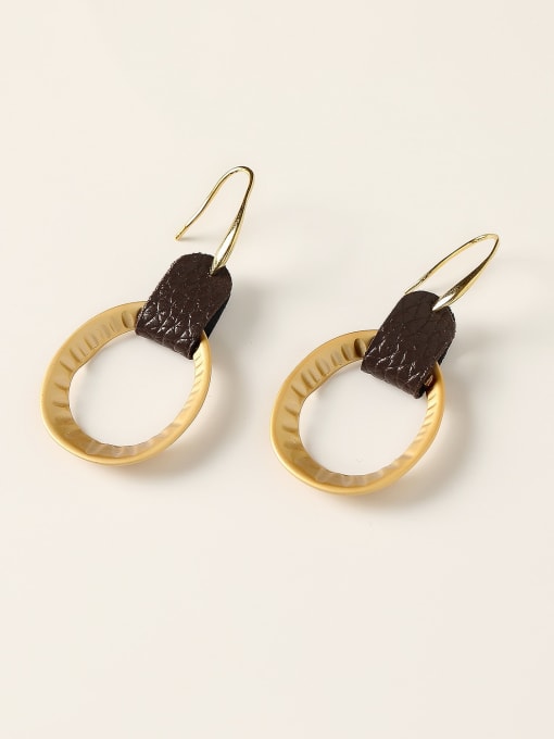 Dumb gold Brass Hollow Geometric Vintage Hook Trend Korean Fashion Earring