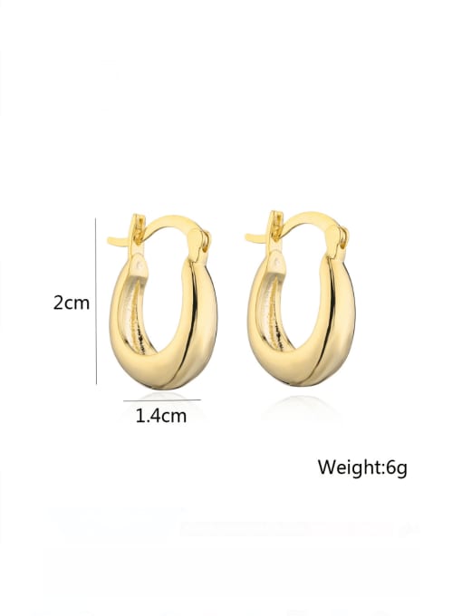 AOG Brass Smooth  Geometric Minimalist Huggie Earring 2