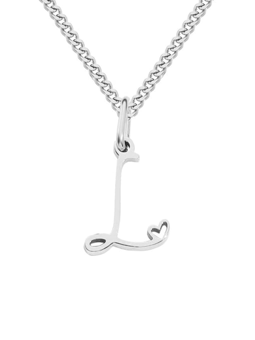 L  steel color Stainless steel Letter Minimalist Necklace