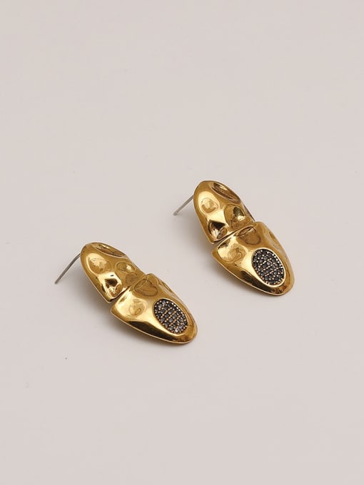 HYACINTH Brass Rhinestone Geometric Vintage Stud Trend Korean Fashion Earring 4