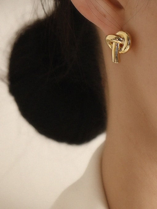 HYACINTH Brass Knot Minimalist Stud Trend Korean Fashion Earring 1