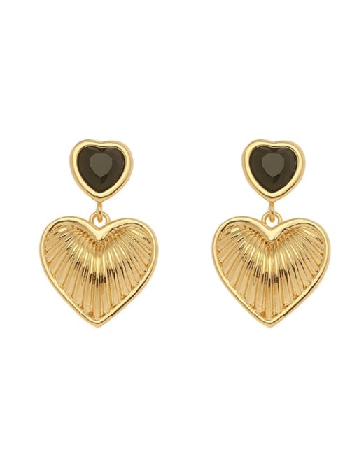 Five Color Brass Cubic Zirconia Heart Vintage Drop Earring 0