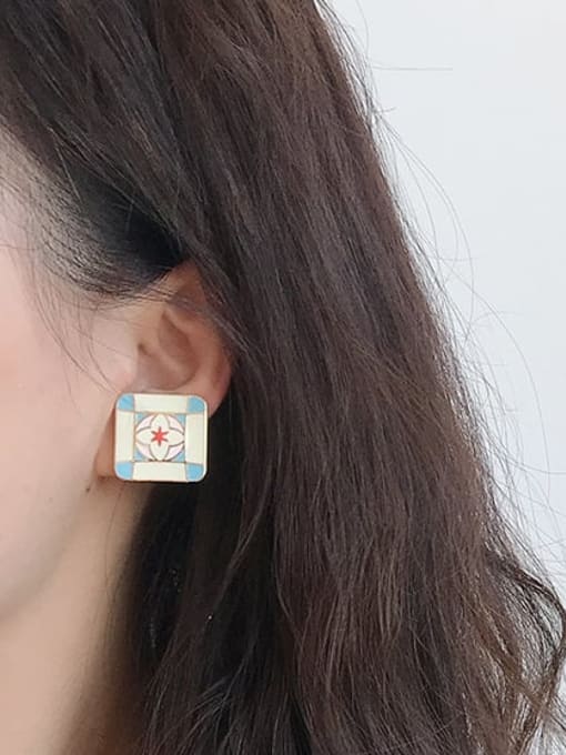 Five Color Alloy Enamel Geometric Minimalist Stud Earring 1