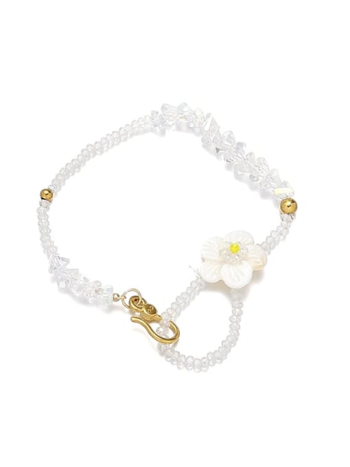 White Flower Bracelet Titanium Steel Synthetic Crystal Flower Cute Necklace