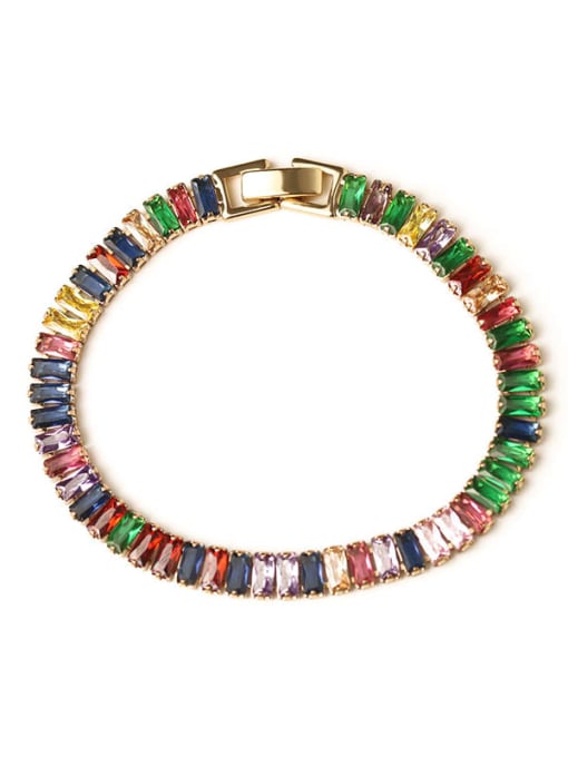 ACCA Brass Cubic Zirconia Rainbow Luxury Link Bracelet 3