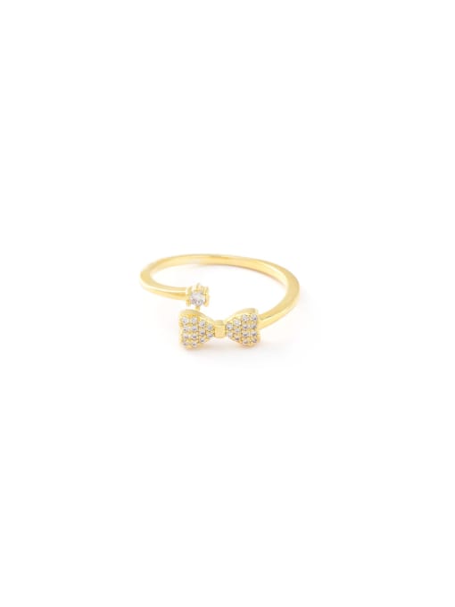 YOUH Brass Cubic Zirconia Bowknot Dainty Band Ring
