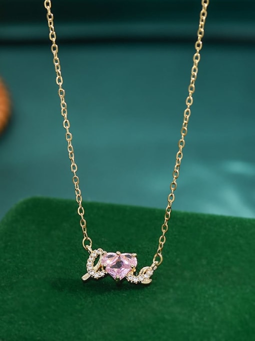 Gold xl63549 Brass Cubic Zirconia Letter Dainty Necklace