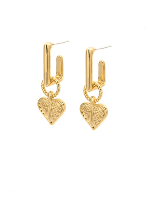 golden Brass Heart Vintage Huggie Earring