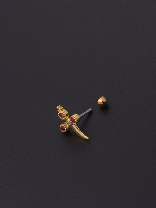 HISON Brass Cubic Zirconia Crown Cute Single Earring 1