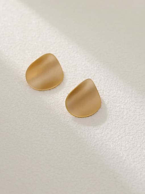 matte  gold Brass Oval Minimalist Stud Earring