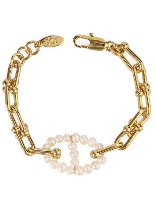 ACCA Brass Imitation Pearl Geometric Vintage Bracelet 3