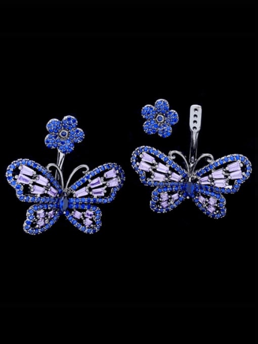 SUUTO Brass Cubic Zirconia Hollow  Butterfly Luxury Stud Earring 3