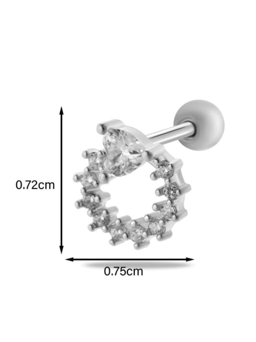 5  # Steel--Single Stainless steel Cubic Zirconia Ball Trend Single Earring