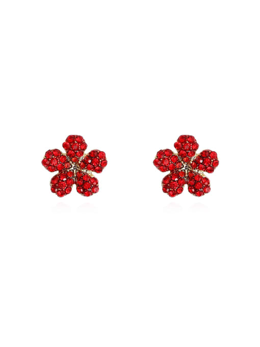 HYACINTH Copper Rhinestone Flower Cute Stud Trend Korean Fashion Earring