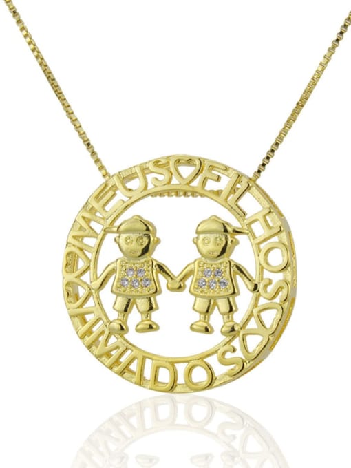 Boys and boys Brass Rhinestone  Locket Dainty Necklace