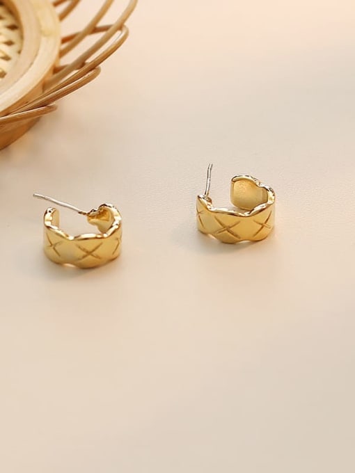 14K Gold Copper Smooth C  Shape Minimalist Stud Trend Korean Fashion Earring