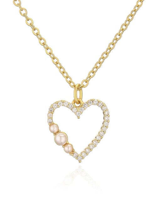 22814 Brass Cubic Zirconia Heart Minimalist Necklace