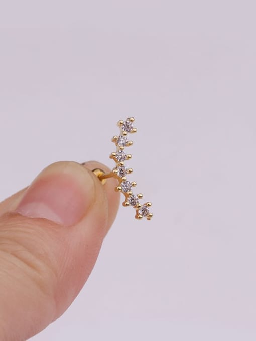 Gold 4# （Single） Brass Cubic Zirconia Flower Cute Stud Earring