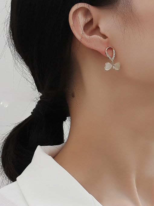 HYACINTH Copper Cubic Zirconia Bowknot Dainty Stud Trend Korean Fashion Earring 1
