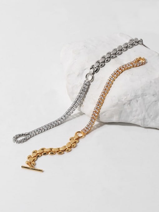 TINGS Brass Cubic Zirconia Geometric Vintage Strand Bracelet