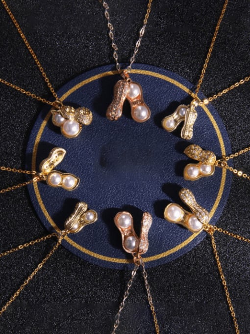 AOG Copper Imitation Pearl Irregular Trend Groundnut Pendant Necklace 0
