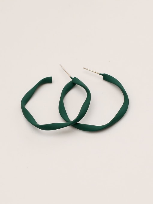 green Brass Enamel Geometric Minimalist Hoop Trend Korean Fashion Earring