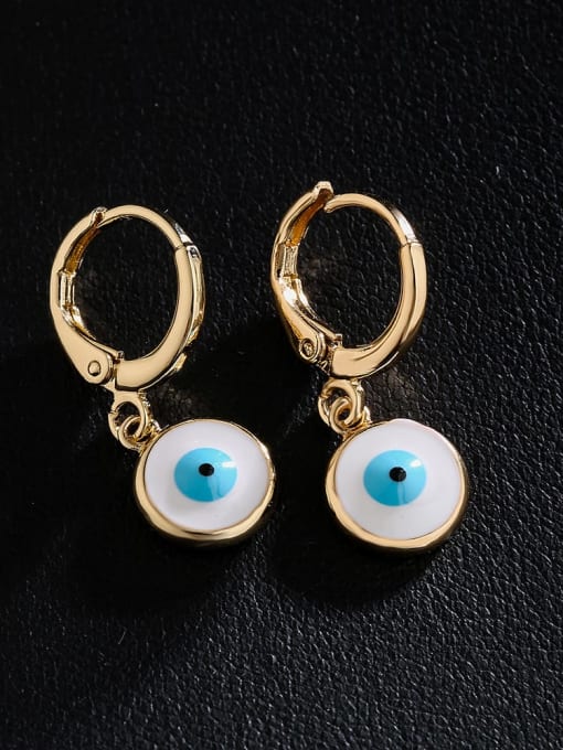 AOG Brass Enamel Evil Eye Vintage Huggie Earring 1