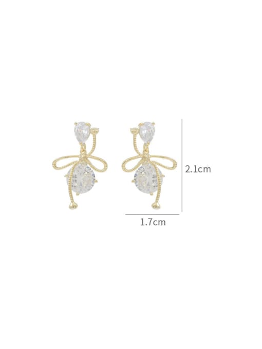 YOUH Brass Cubic Zirconia Bowknot  Dainty Stud Earring 2