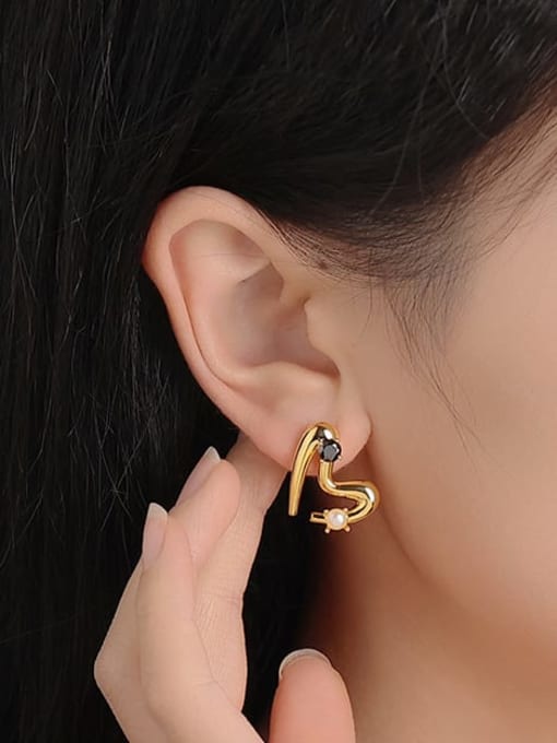 Five Color Brass Cubic Zirconia Heart Minimalist Stud Earring 1