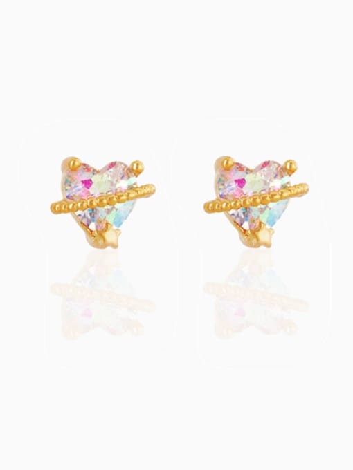 00100 gold Brass Cubic Zirconia Animal Cute Stud Earring
