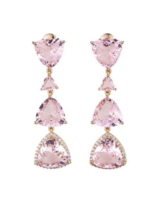 renchi Brass Triangle Luxury Cubic Zirconia Long  Cluster Earring 0