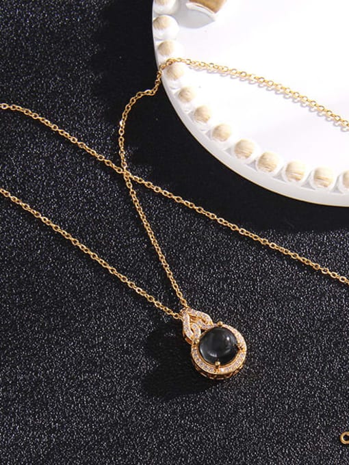 a349 Copper Cubic Zirconia Flower Trend  Heart Thermometamorphic stone Pendant Necklace