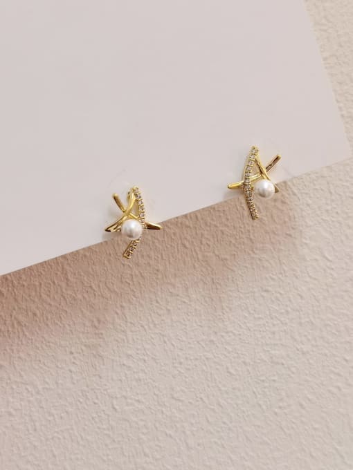 HYACINTH Brass Cubic Zirconia Star Cute Stud Earring 0