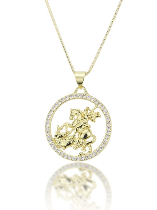 renchi Brass Cubic Zirconia Horse Ethnic Necklace