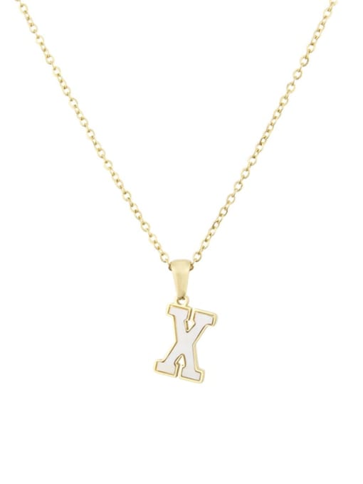 X Steinless steel shell minimalist 26 letter Pendant Necklace