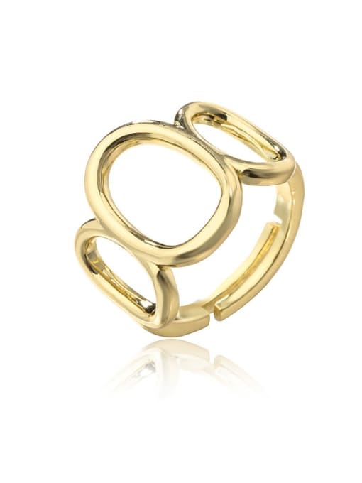 AOG Brass Holllow Geometric Statement Band Ring 0
