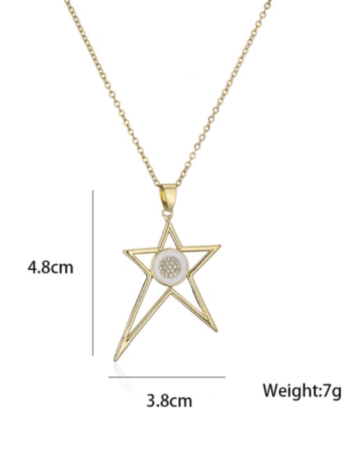 AOG Brass Rhinestone Enamel  Trend Five-pointed star Pendant Necklace 2