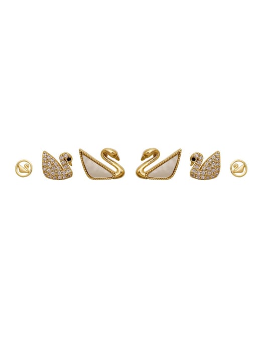 HYACINTH Brass Cubic Zirconia Geometric Minimalist Stud Trend Korean Fashion Earring 0