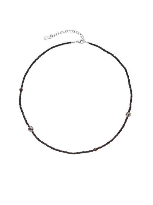 necklace Titanium Steel Natural Stone Geometric Hip Hop Beaded Necklace
