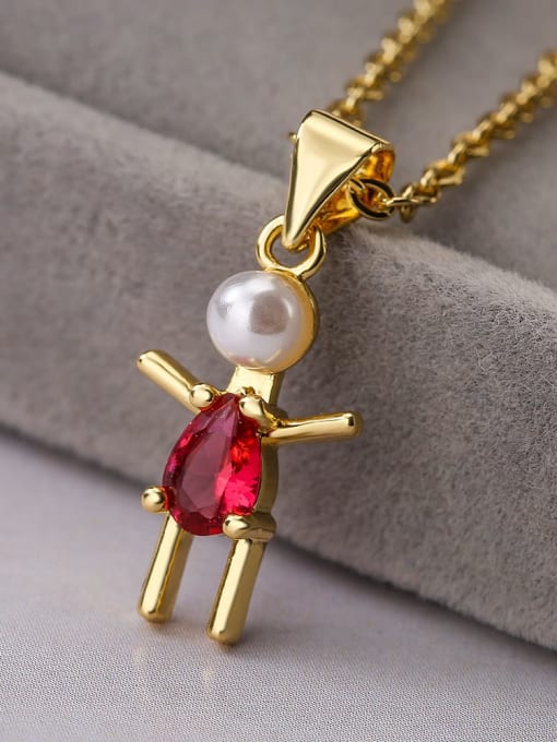 23039 Brass Imitation Pearl Girl Cute Necklace