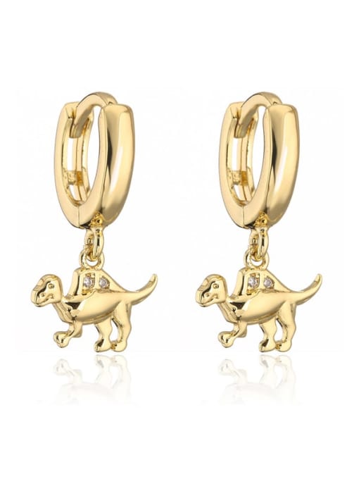 41024 Brass Cubic Zirconia Dragon Vintage Huggie Earring