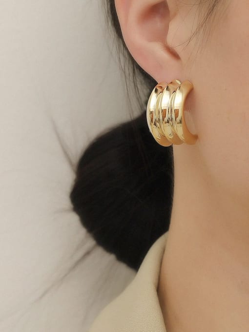 HYACINTH Brass Geometric Vintage Stud Trend Korean Fashion Earring 1
